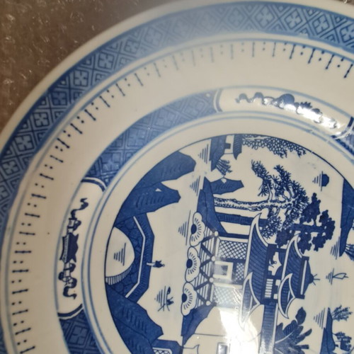 Blue and white Chinese dinner plates set used, 10 pieces