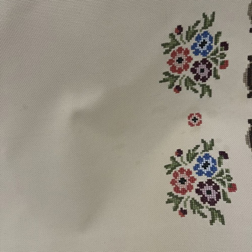 Handmade tablecloth used, 73x78 cm