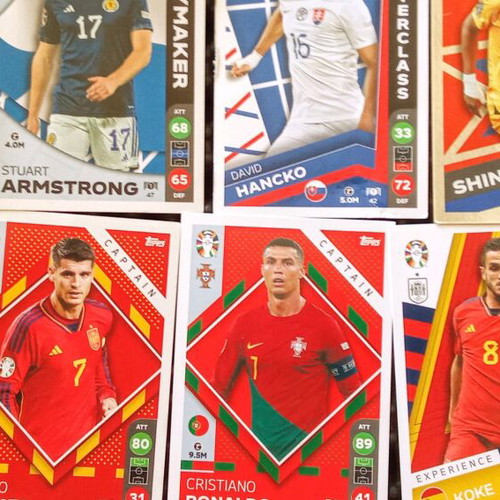 Match Attax Euro24 cards like new, 9 pieces with double Alvaro Morata