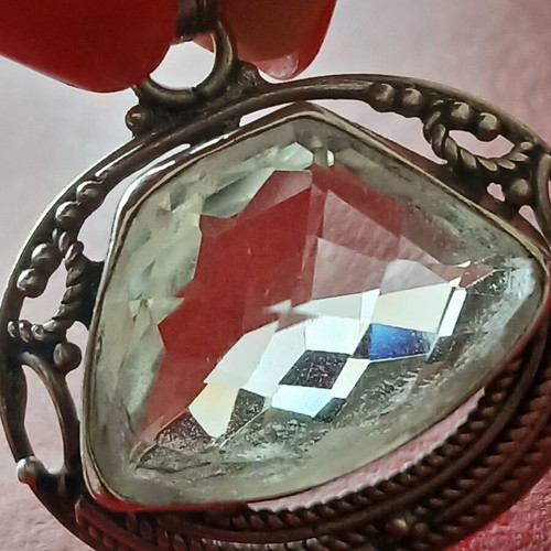 Silver pendant 925 with white natural crystal like new