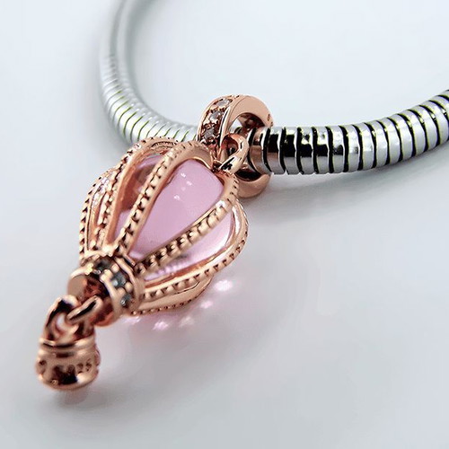 Pandora Dangle Charm Pink Hot Air Balloon with 14K Rose Gold Plating