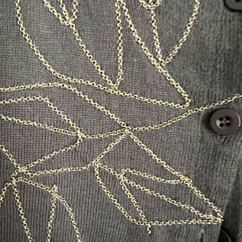 Naf Naf Small cardigan like new, gray green with design