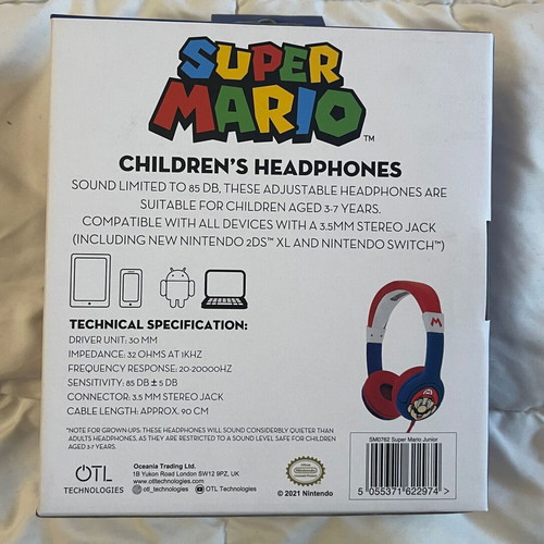 Nintendo Kids Headphones Super Mario New with 3.5mm Jack