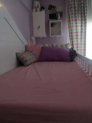 Bed with storage space, lacquered wood