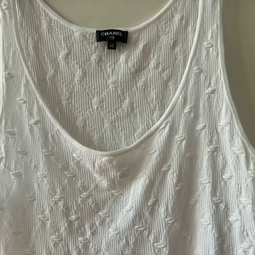Chanel Classic CC Logo White Knit Tank Top like new, size 40