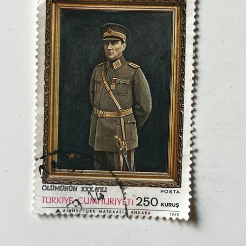 Vintage Atatürk 30th Death Anniversary Stamp Turkey 1968 used