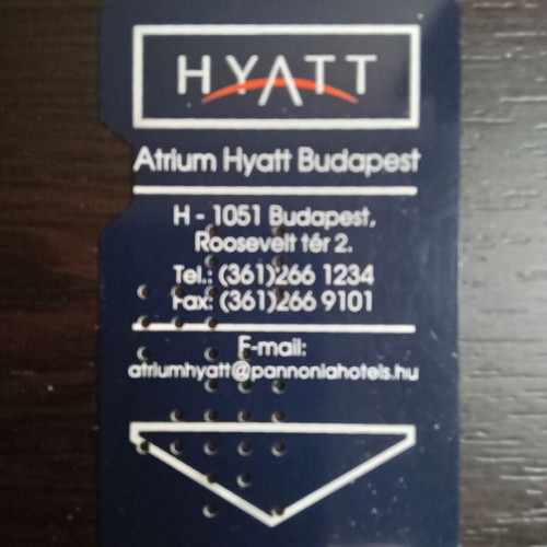 Hyatt Atrium Hotel Budapest electronic plastic hotel key new