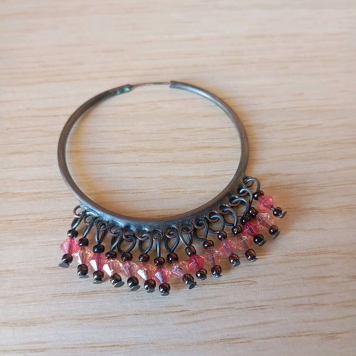 Hoop earrings used, multicolor, diameter 4cm, length 6cm