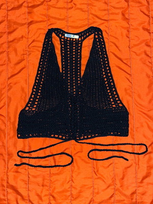 Handmade black crochet halter top with tie details