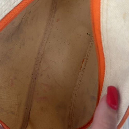 Large zipper travel toiletries pouch H&M like new, beige and orange