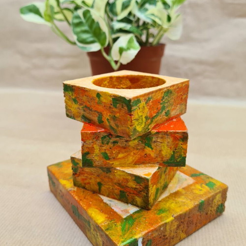 Wooden pencil holder handmade, recyclable wood, new