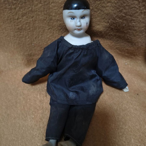 Vintage Pierrot Mime Pantomime Doll used, porcelain face hands feet