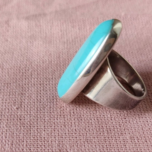 Silver ring 950 with natural turquoise