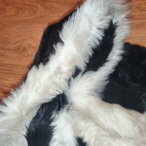 Vira Luxury Hooded Faux Fur Vest used, black and white contrast, size XL