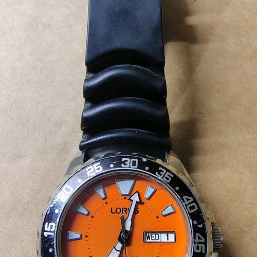 Lorus automatic watch used, waterproof 100m, black-orange