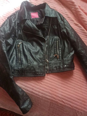 Leather jacket used, size XL, Pink Woman, black