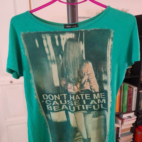 Trendy Touch green T-shirt with glitter print, S-M fit