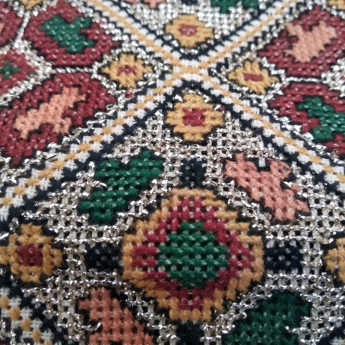 Handmade embroidery with green velvet like new