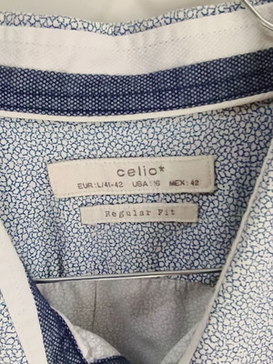 Πουκάμισο Celio με γαλάζιο μοτίβο μέγεθος Large σαν καινούργιο