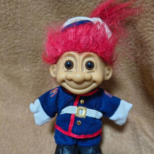 Vintage Russ Troll doll with military Marines outfit, like new