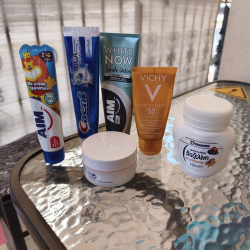Bath products used, assorted lotions and creams