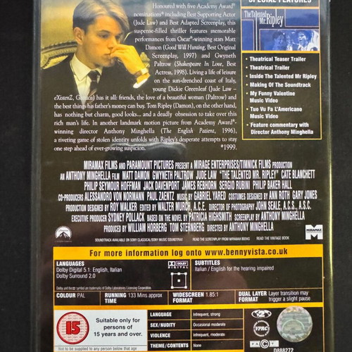 The Talented Mr. Ripley DVD like new, drama thriller