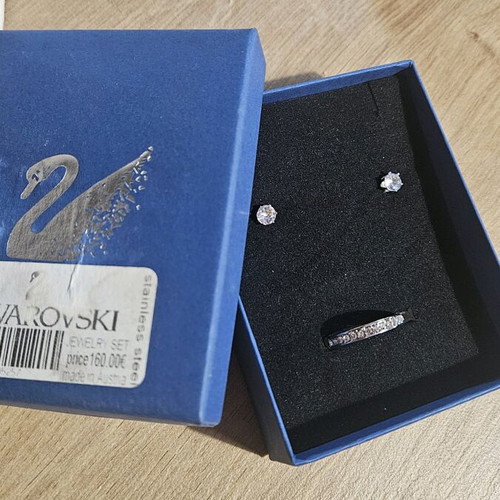 Swarovski jewelry set new, silver ring and earrings