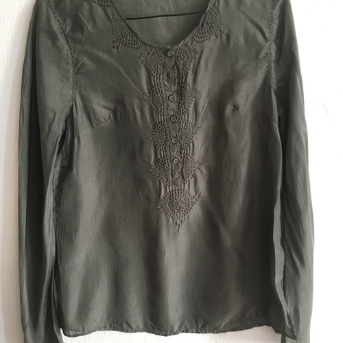 Retro 100% silk shirt, M, grey