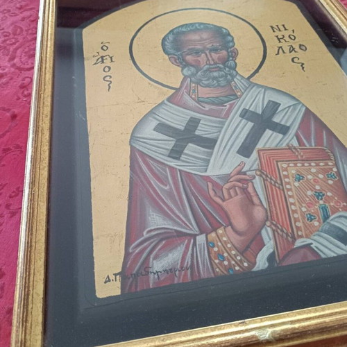 Saint Nicholas Icon used in wooden frame