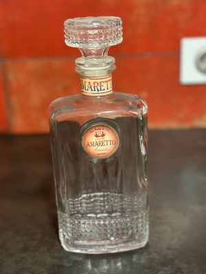 Amaretto glass liquor bottle like new