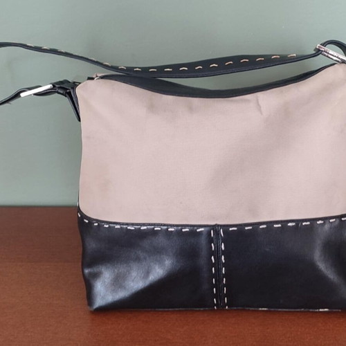 DKNY City shoulder bag used, beige and black