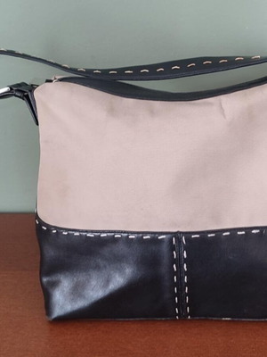 DKNY City shoulder bag used, beige and black