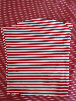 Benetton strapless blouse used, white and red striped, size M