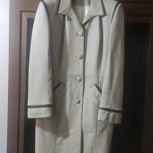 Evans women's leather coat like new, beige, size S