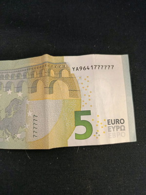 5 ευρώ 2013 μεταχειρισμένο με σπάνιο σειριακό αριθμό 777777 Ελλάδα