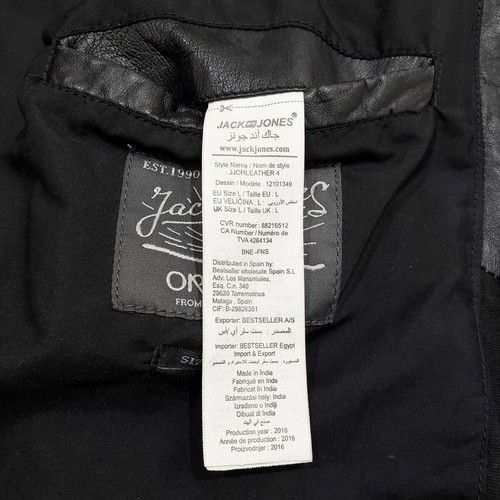 Jack & Jones men's leather jacket like new, size L, black
