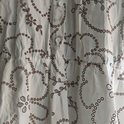 Cotton guipure dress new, short sleeves, beige and brown, size L/XL