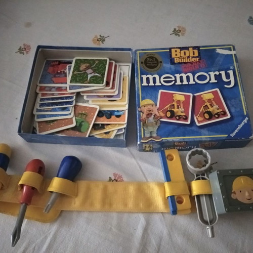 Bob the Builder game with kids tools and memory game used