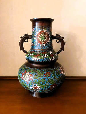 Metal Asian Decorative Vase used 30cm with cloisonné enamel