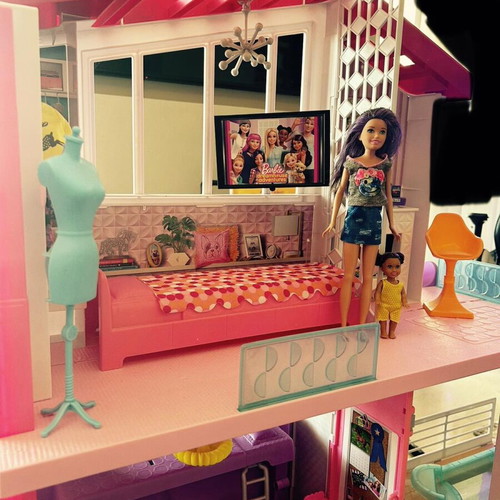 Barbie three-story house like new with furniture and accessories