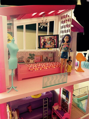 Barbie three-story house like new with furniture and accessories
