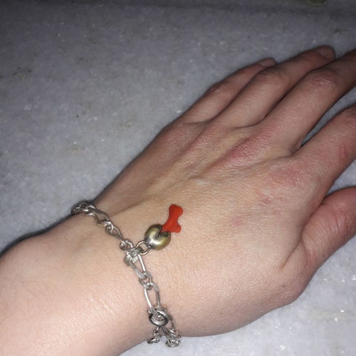 Silver bracelet used with coral vintage chain