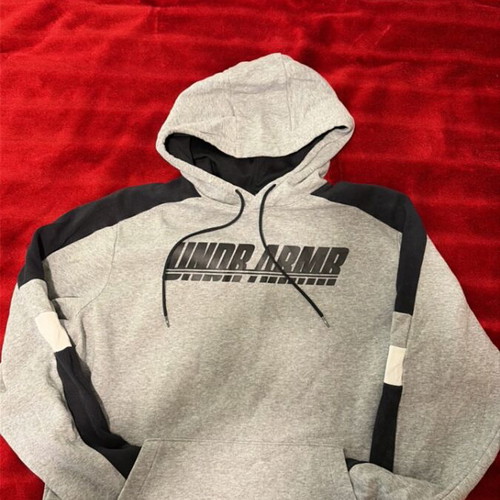 Under Armour grey hoodie like new with black and white details, size L