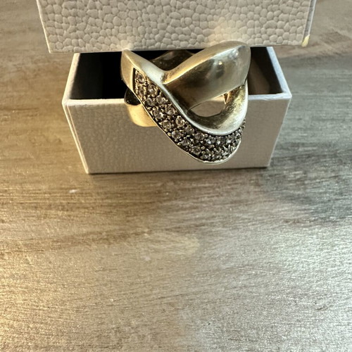 Ring 925 with 40 small diamonds like new, gold color