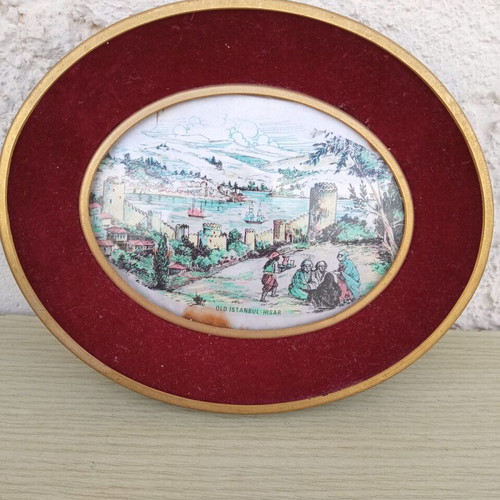 Wall paintings used, set of 2 with Constantinople, red velvet