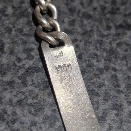 Vintage unisex identity bracelet made of pure silver 1000 used