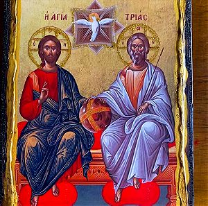 Χειροποίητη εικόνα σε ξύλο Αγίας Τριάδας