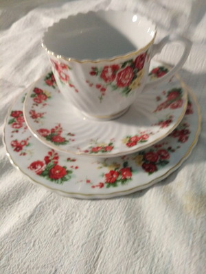 Waterside fine porcelain trio set from England