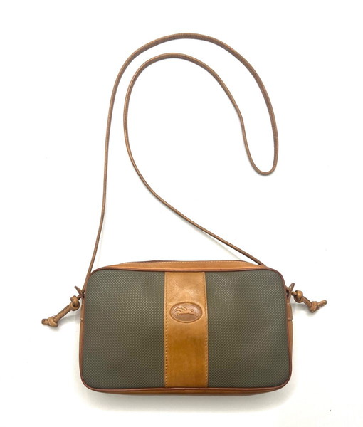 LONGCHAMP leather/canvas vintage crossbody