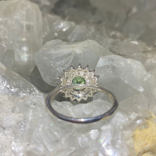 Silver ring with moissanite, new, size 17mm